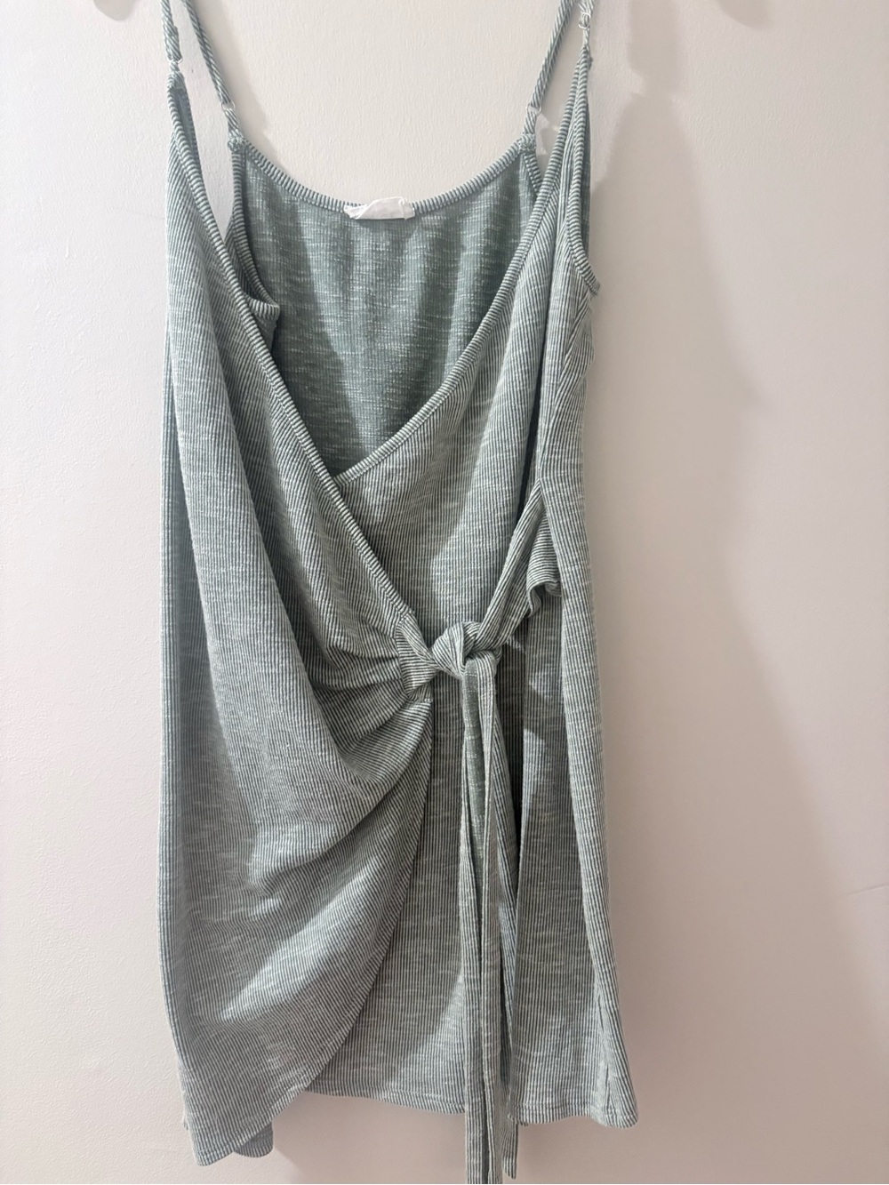 Sage Mint-Green Ribbed Mini Dress - Picture 2 of 4